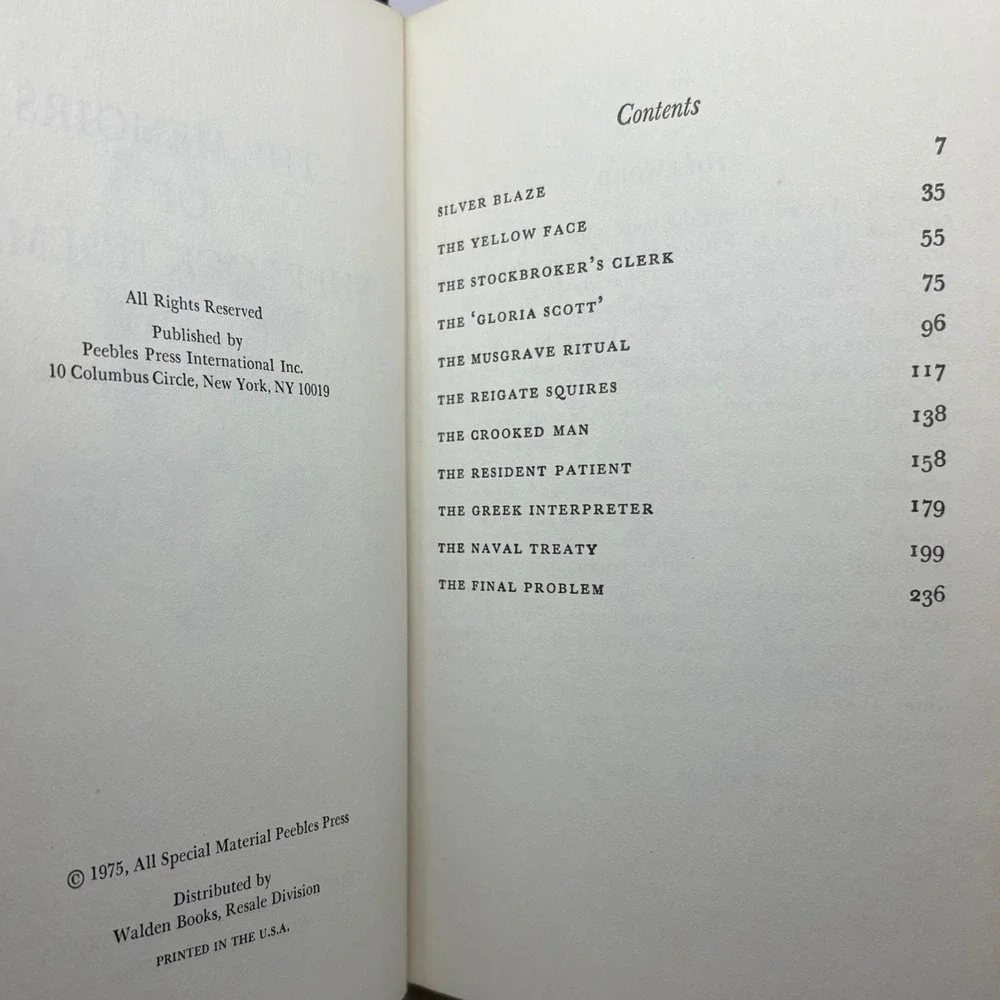 Memoirs of Sherlock Holmes Arthur Conan Doyle 1975 Peebles Classic Library Book